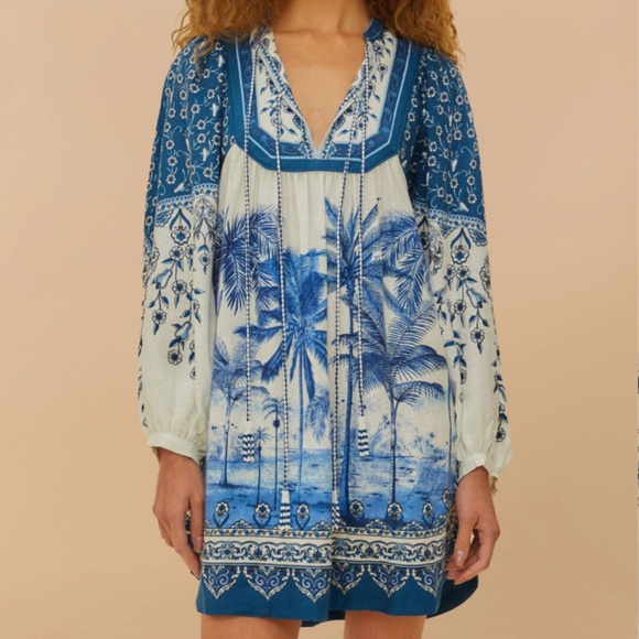 NWT Farm Rio Palm Tree Mini Dress - Picture 1 of 6